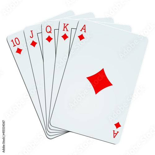 Quinte flush sur fond blanc