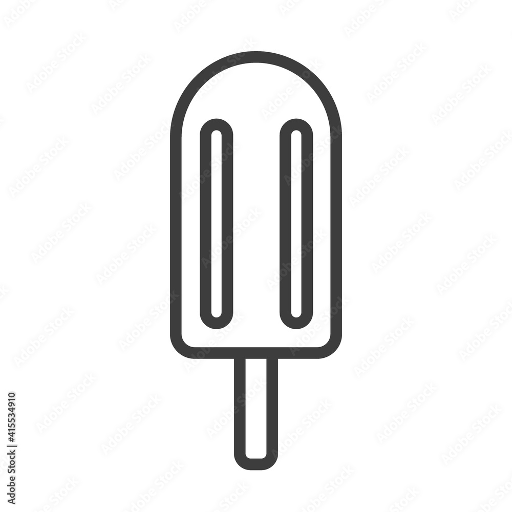 Delicious cold ice cream on stick. Simple food icon in trendy line style isolated on white background for web apps and mobile concept. Vector Illustration Delicious cold ice cream on stick. Simple food icon in trendy line style isolated on white background for web apps and mobile concept. Vector Illustration