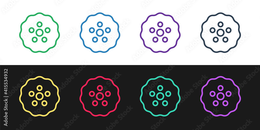 Set line Gear icon isolated on black and white background. Cogwheel gear settings sign. Cog symbol. Vector. Set line Gear icon isolated on black and white background. Cogwheel gear settings sign. Cog symbol. Vector.