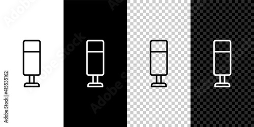 Set line Punching bag icon isolated on black and white,transparent background. Vector.