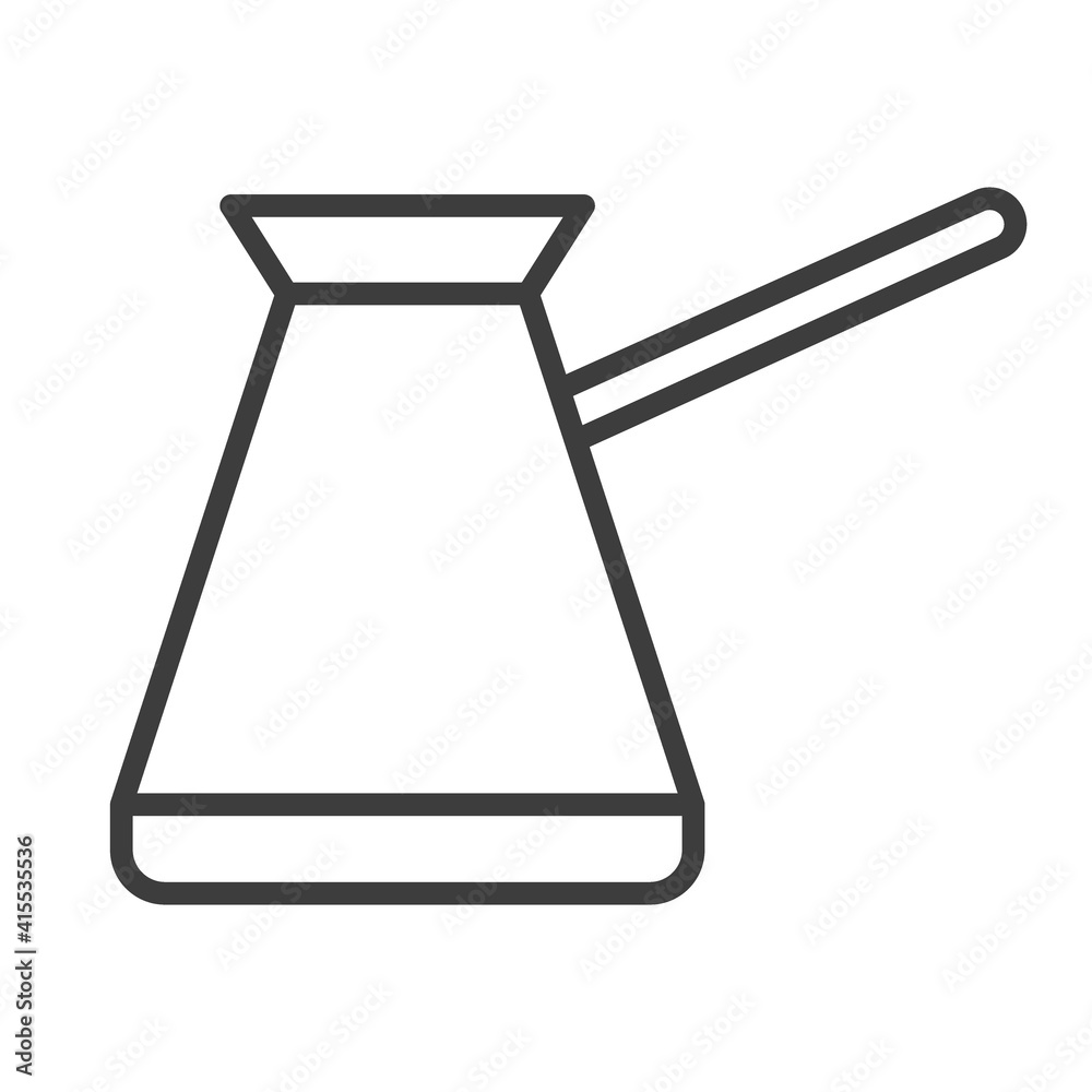 Turka for making coffee. Simple food icon in trendy line style isolated on white background for web apps and mobile concept. Vector Illustration Turka for making coffee. Simple food icon in trendy line style isolated on white background for web apps and mobile concept. Vector Illustration