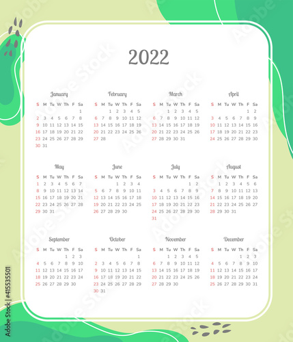 calendar for 2022