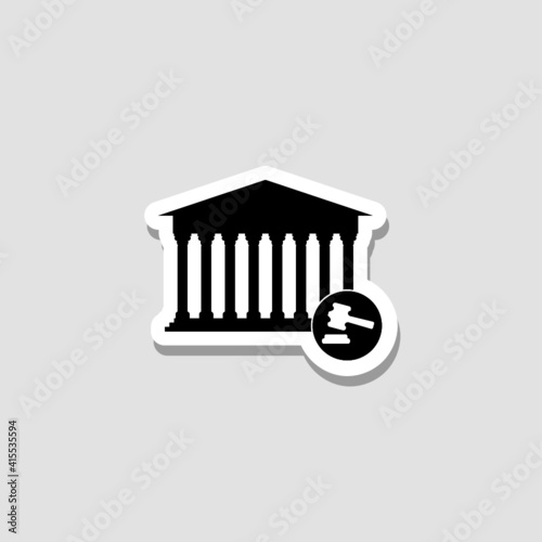 Courthouse sticker icon isolated on white background 