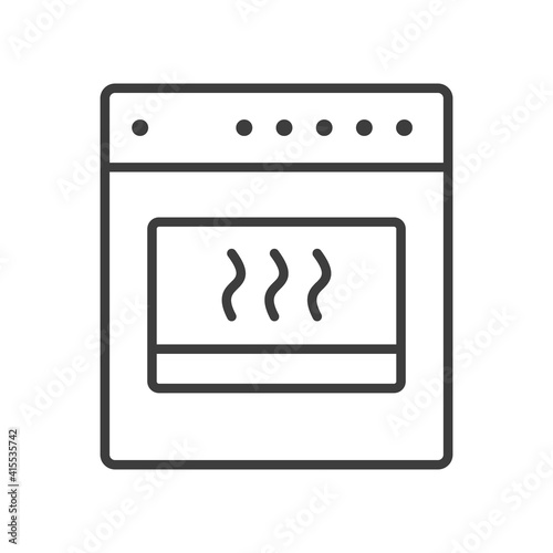 Gas stove with one burner. Simple food icon in trendy line style isolated on white background for web apps and mobile concept. Vector Illustration