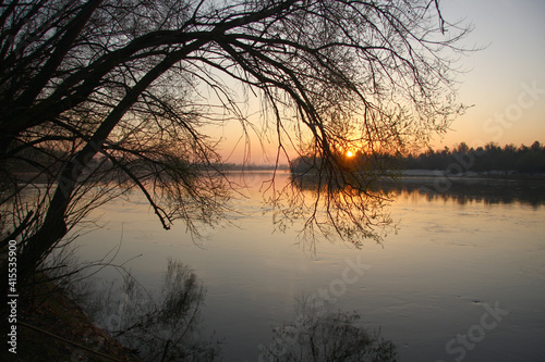 Spring landscape - dawn over the spring river © Oleh