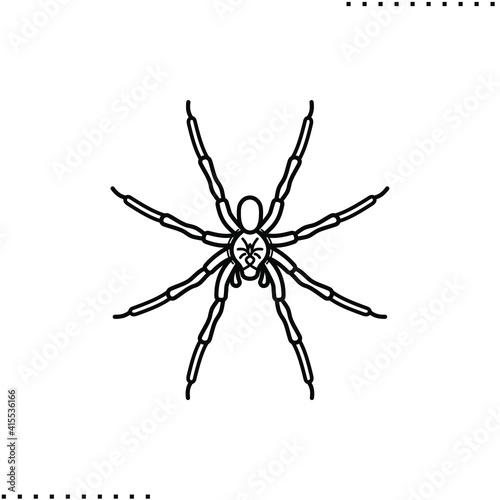 Wolf spider, poisonous spider vector icon in outline