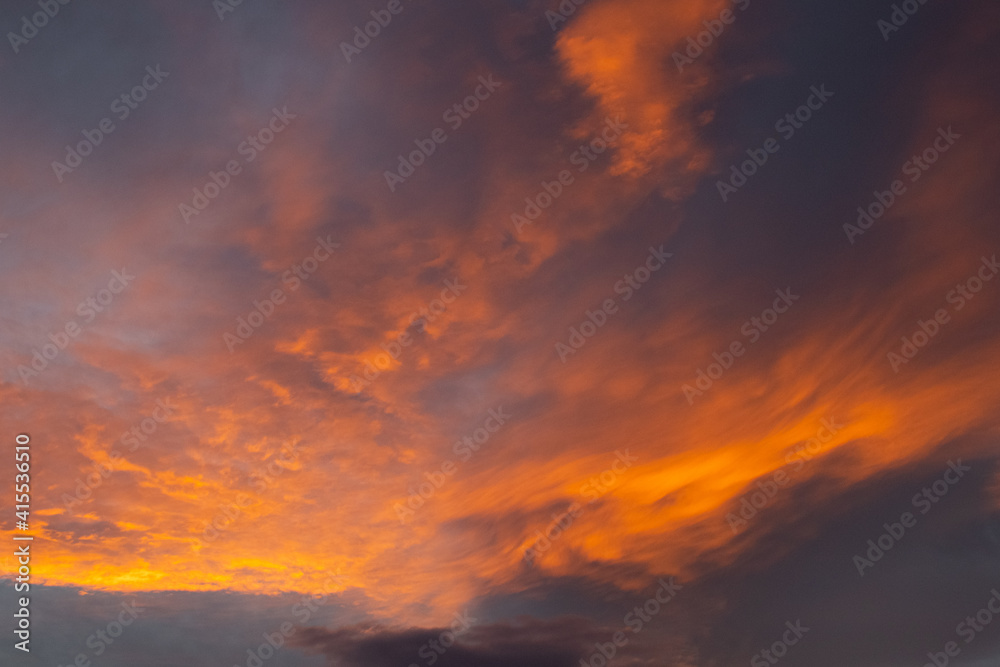 Red and orange clouds in sunset
