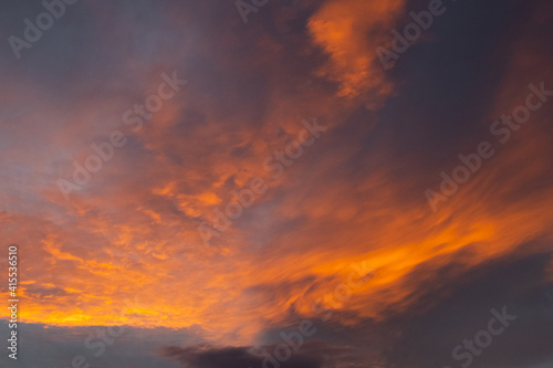 Red and orange clouds in sunset