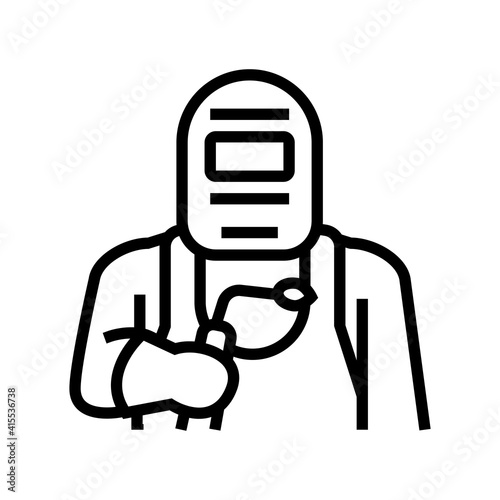 welder worker line icon vector. welder worker sign. isolated contour symbol black illustration