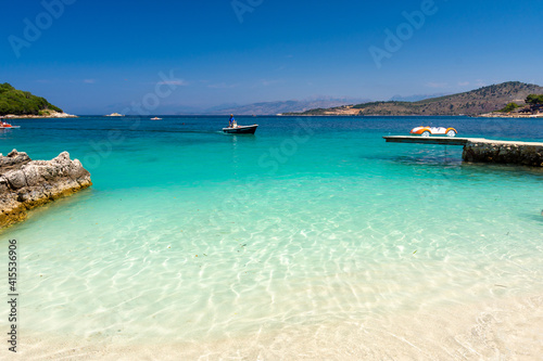 beautiful beach with crystal clear water in Ksamil in Albania