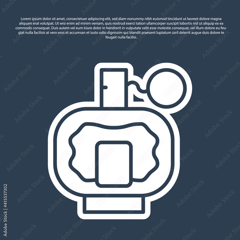 Obraz premium Blue line Aftershave icon isolated on blue background. Cologne spray icon. Male perfume bottle. Vector.