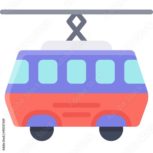 Tram icon, transportation related vector