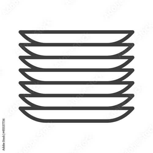 Dishes, plates. Simple food icon in trendy line style isolated on white background for web apps and mobile concept. Vector Illustration