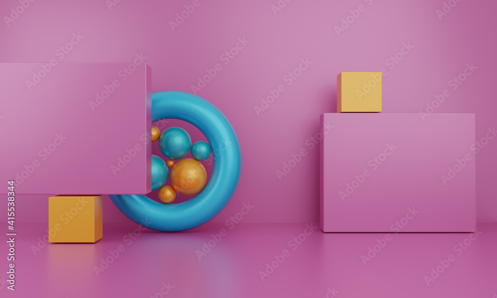 Abstract 3d interior Minimal Studio with balls and Copy Space. Abstract 3d interior Minimal Studio with balls and Copy Space.