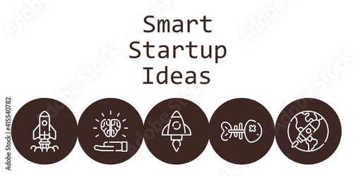 smart startup ideas background concept with smart startup ideas icons. Icons related startup, idea, fishbone © NinjaStudio