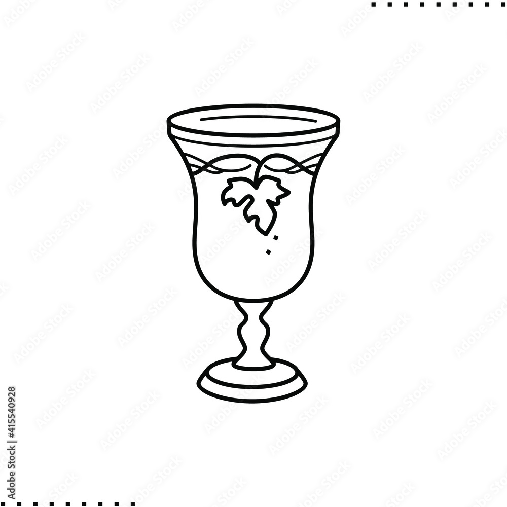 silver goblets, Passover seder arrangement vector icon in outline silver goblets, Passover seder arrangement vector icon in outline