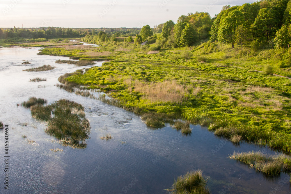 Landscape of river Venta in Latvia.