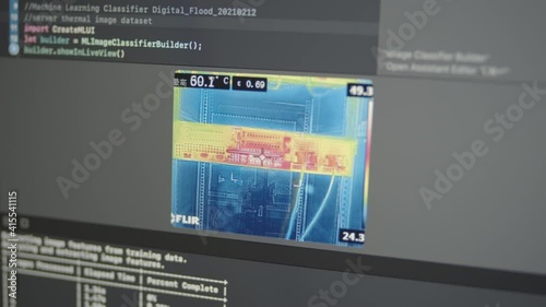 2.64 Real Neural Network Machine Learning Analyzes Server Heating Control Thermal Image Data Center
