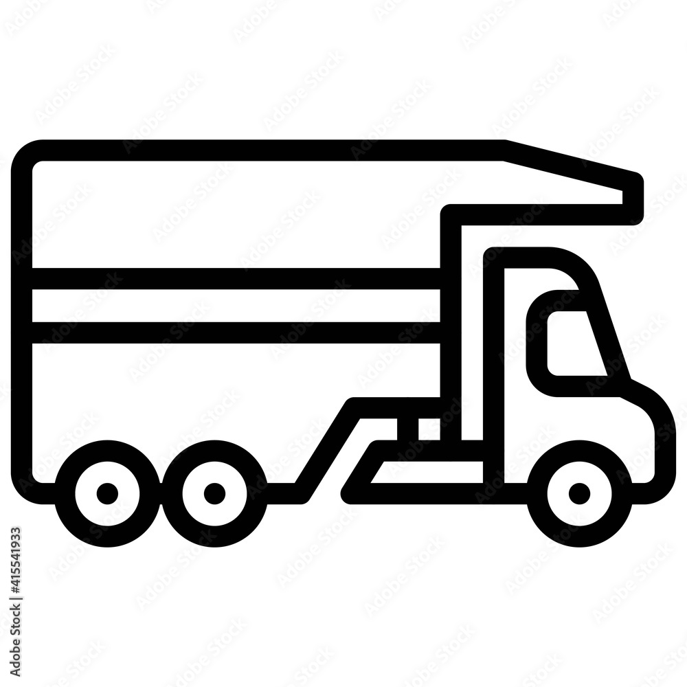 Semi-trailer truck icon, transportation related vector
