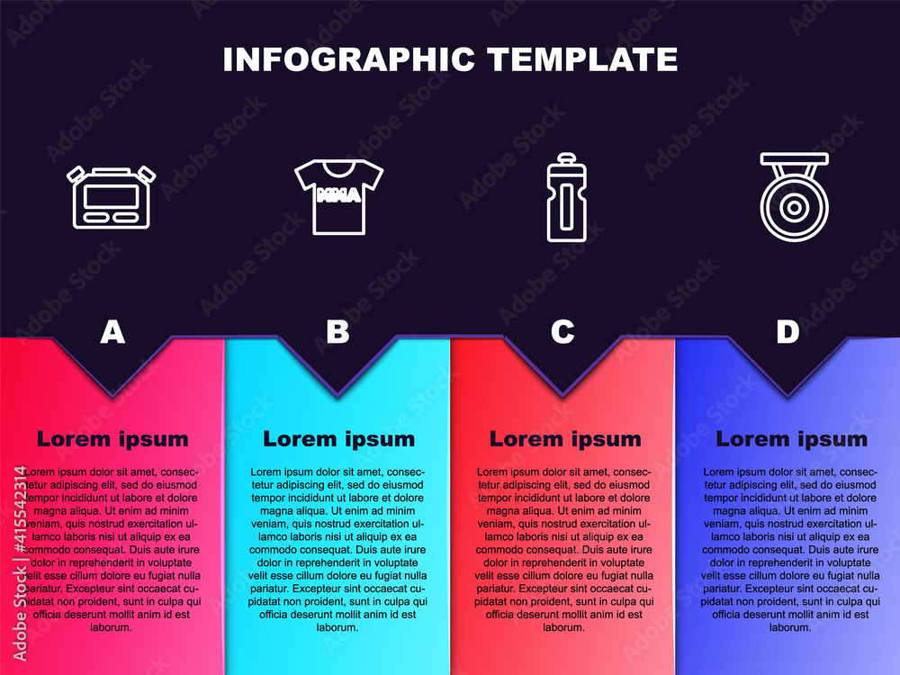 Set line Stopwatch, T-shirt with fight club MMA, Fitness shaker and Gong. Business infographic template. Vector. Set line Stopwatch, T-shirt with fight club MMA, Fitness shaker and Gong. Business infographic template. Vector.