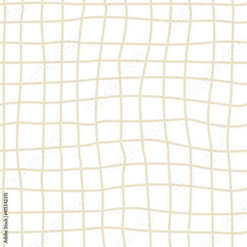 Doodle cage seamless pattern. Hand drawn beige lines, decor textile, geometrical ornament, abstact simple childish texture, wrapping paper wallpaper vector print or fabric