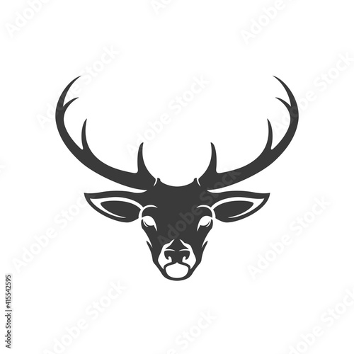 Deer head silhouette isolated on white background vector object