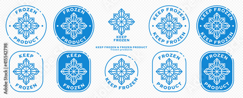 Concept for product packaging. Marking - keep frozen and frozen product. The snowflake icon is a symbol of cold storage of products. Vector set.