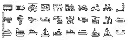 Transportation related vector icon set 3, line style