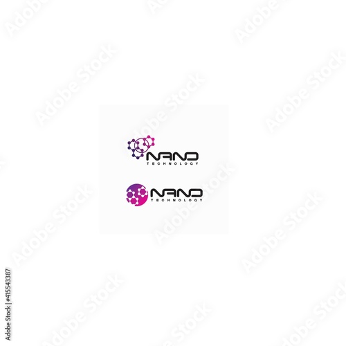 an illustration consisting of two different images of atoms in the form of a logo