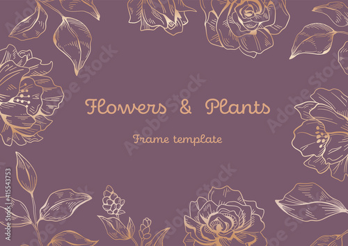 Flowers and plants frame template