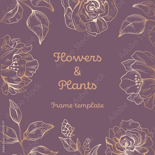Flowers and plants frame template