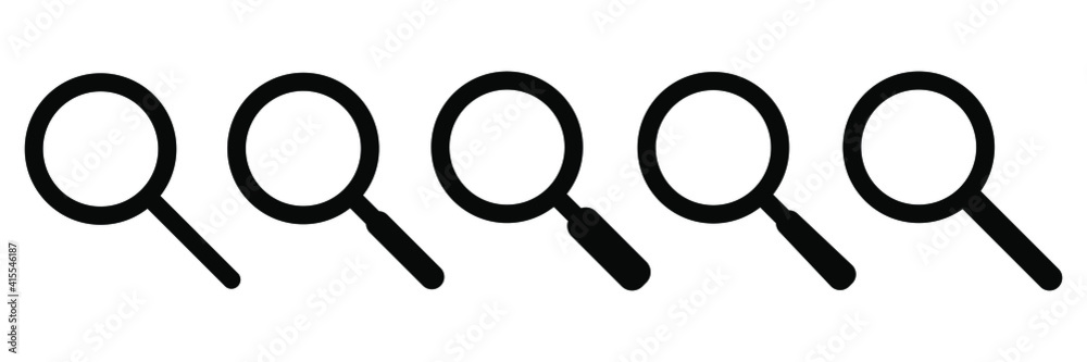Search icon. Magnifying glass icon, vector magnifier or loupe sign. Search icon. Magnifying glass icon, vector magnifier or loupe sign.