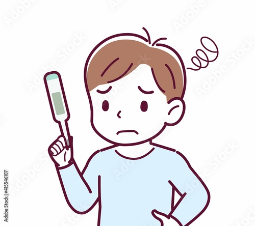 Cheerful boy in blue clothes