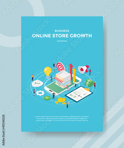 online store concept for template banner and flyer for printing with isometric style