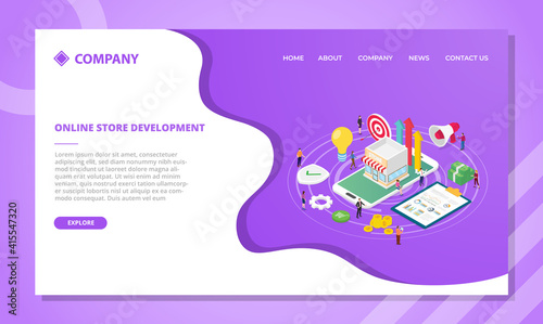 online store concept for website template or landing homepage design with isometric style