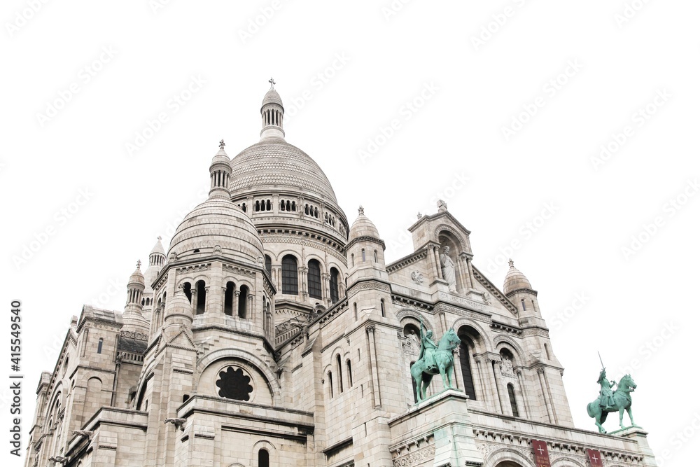 Sacre coeur in Montmartre Paris with a white background