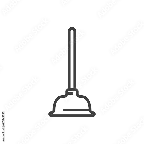 Desatascador de caucho con mango de madera con lineas en color gris