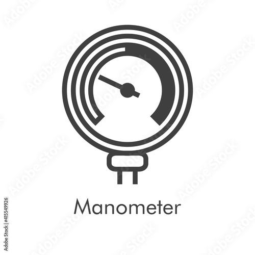 Billede på lærred Icono de manómetro en lineas de color gris