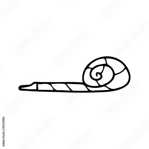 Hand drawn party whistle, blower isolated on a white background. Celebration elements. Doodle, simple outline illustration. It can be used for decoration of textile, paper.