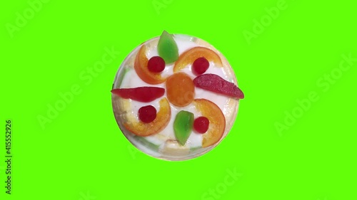 The Sicilian cassata is a traditional cake made with sweetened ricotta, sponge cake, royal pasta and candied fruit photo