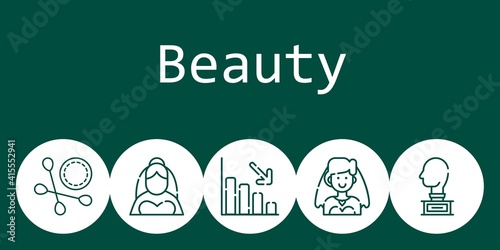 beauty background concept with beauty icons. Icons related bride, loss, sculpture, cotton swab