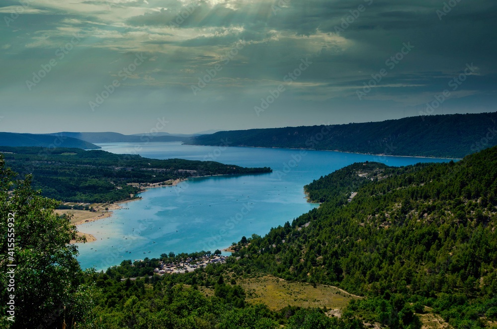 the wonderful landscapes of the verdon lake, in french provence during a hot summer day in august