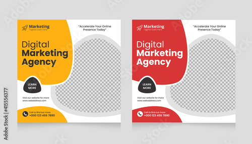 Digital Business Social Media Post and Squar flyer poster. Editable Corporate Web Banner Stories Ads