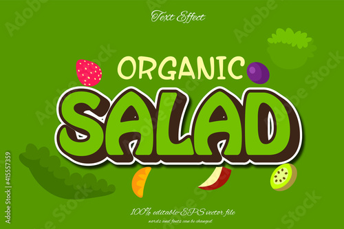 organic salad text effect design vector