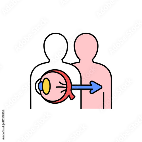 Eye transplant color line icon. Eating show. Autonomous sensory meridian response, sound waves as a symbol of enjoying sounds. Editable stroke.
