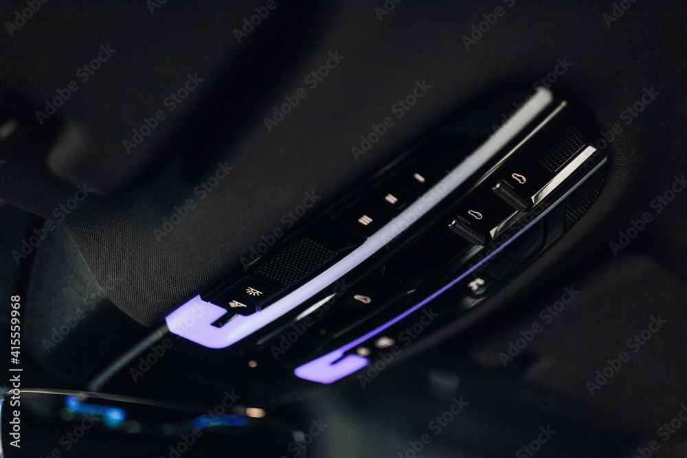 Car interior roof lamp and control panel Car interior roof lamp and control panel