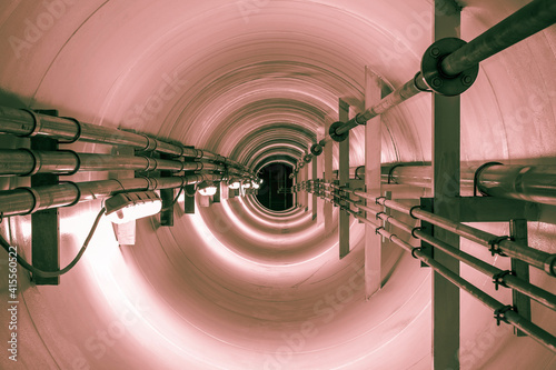 Bilde på lerret Confined space inside underground tunnel