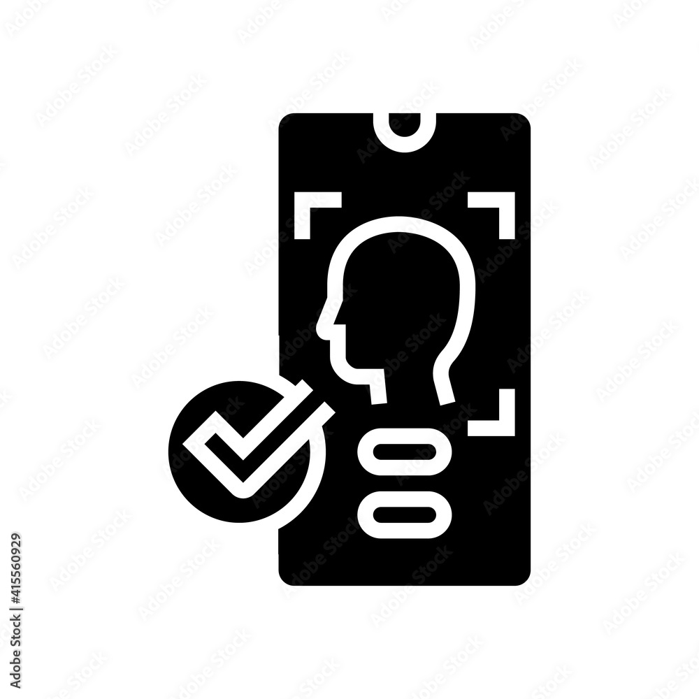 smartphone unblocked with face id glyph icon vector. smartphone unblocked with face id sign. isolated contour symbol black illustration smartphone unblocked with face id glyph icon vector. smartphone unblocked with face id sign. isolated contour symbol black illustration