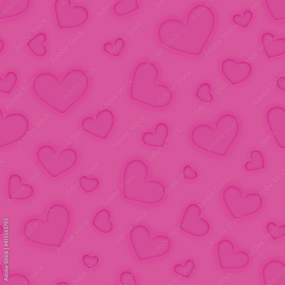 Seamless square background of pink hearts on a pink background. Love symbol. Festive background for Valentine's Day, March 8. Seamless background concept.