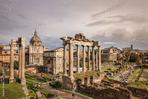 View of the Roman forum. Rome in the fall.